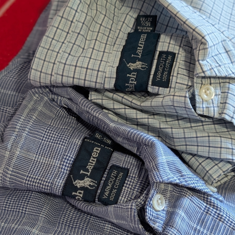 Ralph Lauren Yarmouth Vintage Men's Oxford Shirt Bundle of 2 Button Up